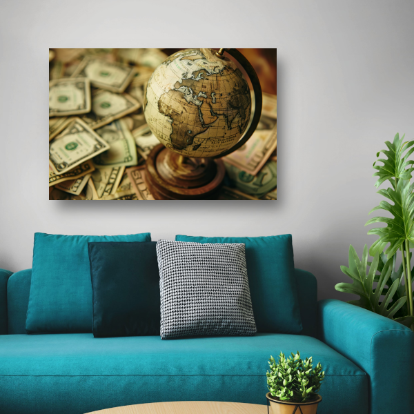 Globe op geld acrylglas