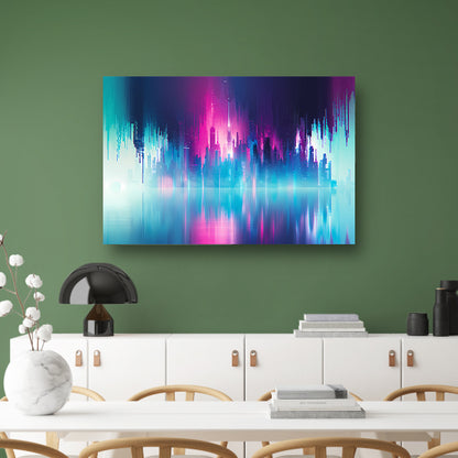 Futuristische skyline met kleurrijke reflecties acrylglas