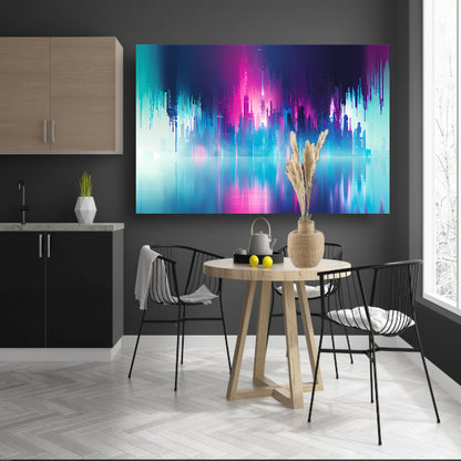 Futuristische skyline met kleurrijke reflecties acrylglas