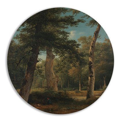 Een bos te Fontainebleau - Georgius Jacobus Johannes van Os aluminium muurcirkel
