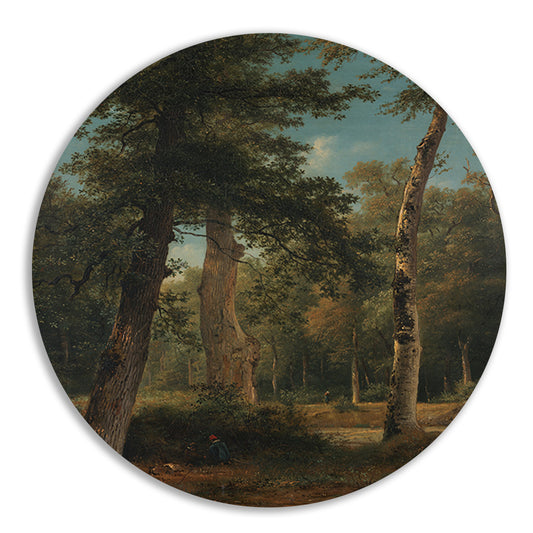 Een bos te Fontainebleau - Georgius Jacobus Johannes van Os aluminium muurcirkel
