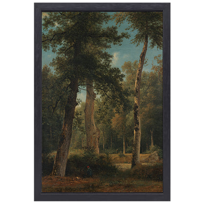 Een bos te Fontainebleau - Georgius Jacobus Johannes van Os canvas met baklijst