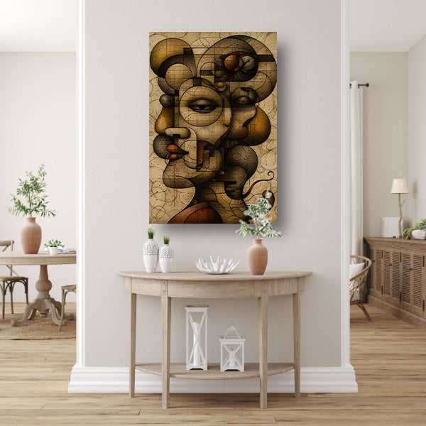 Kubistisch portret in warme aardetinten poster