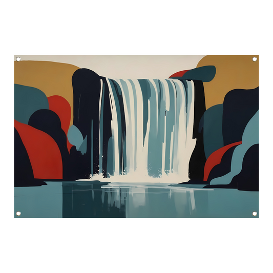 Serene Reflectie van een Abstracte Waterval tuinposter