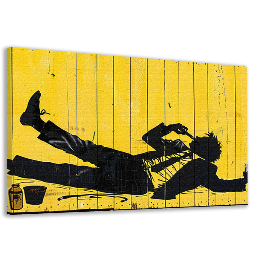 Silhouet van roker op gele achtergrond  canvas