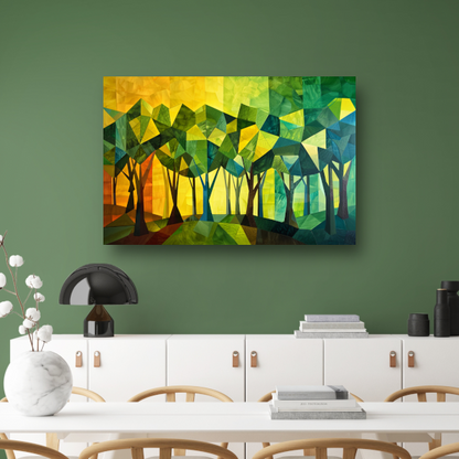 Geometrische Bomen in Levendige Kleuren canvas
