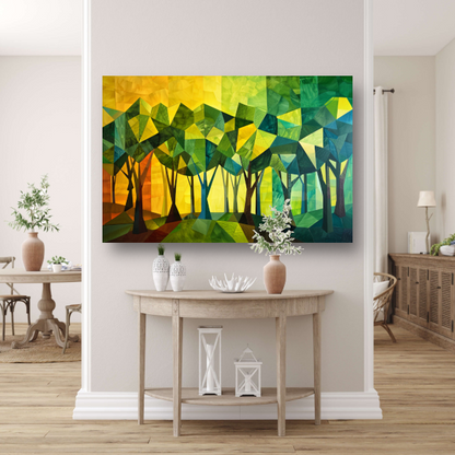 Geometrische Bomen in Levendige Kleuren canvas