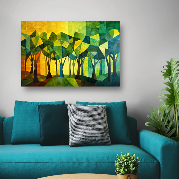 Geometrische Bomen in Levendige Kleuren canvas
