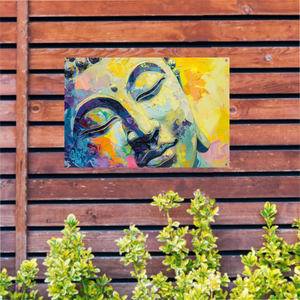 Dynamisch abstract expressionistisch olieverfschilderij in kleur tuinposter