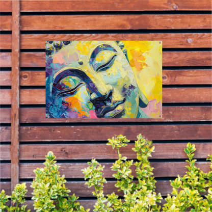 Dynamisch abstract expressionistisch olieverfschilderij in kleur tuinposter