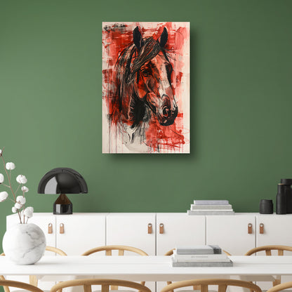 Abstract schilderij van een paard in actie poster