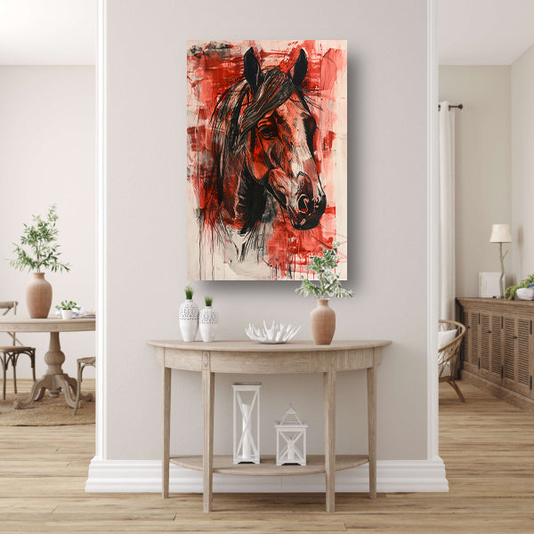 Abstract schilderij van een paard in actie poster