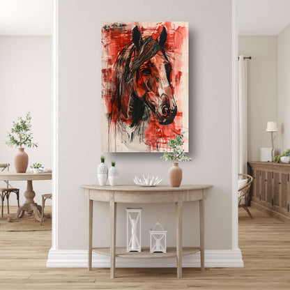 Abstract schilderij van een paard in actie poster