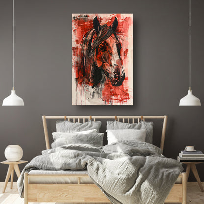 Abstract schilderij van een paard in actie poster