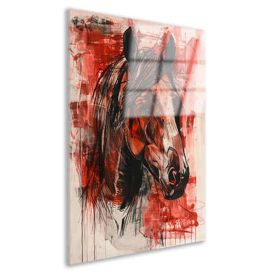 Abstract schilderij van een paard in actie acrylglas