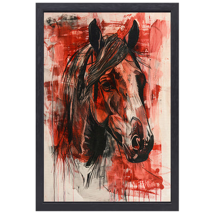 Abstract schilderij van een paard in actie canvas met baklijst