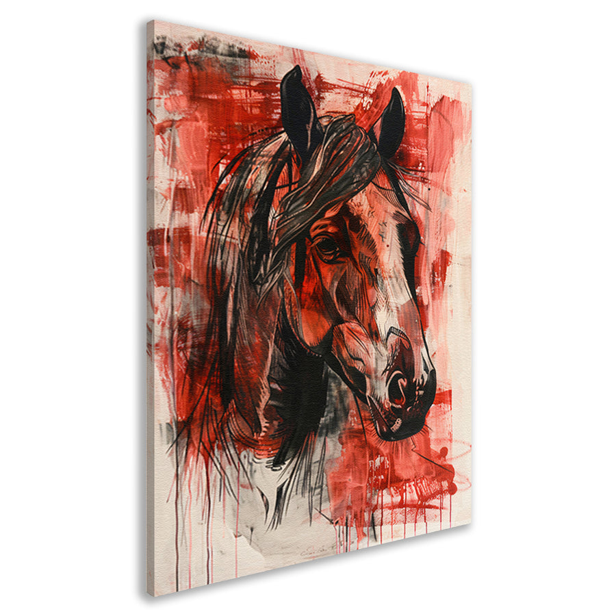 Abstract schilderij van een paard in actie canvas