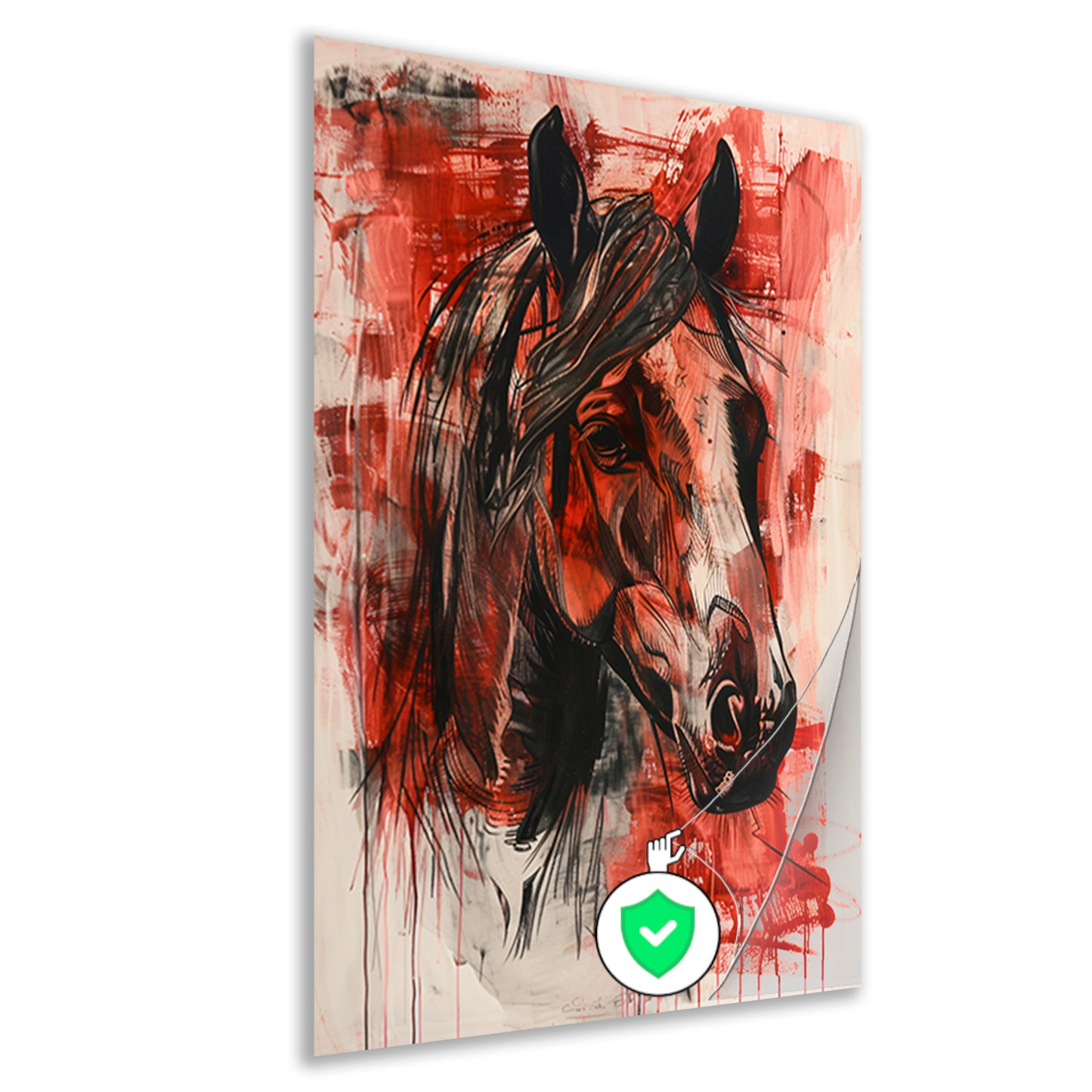 Abstract schilderij van een paard in actie poster