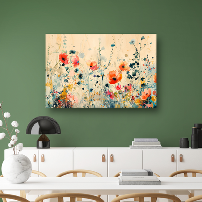 Abstract aquarel schilderij van kleurrijke wilde bloemen poster