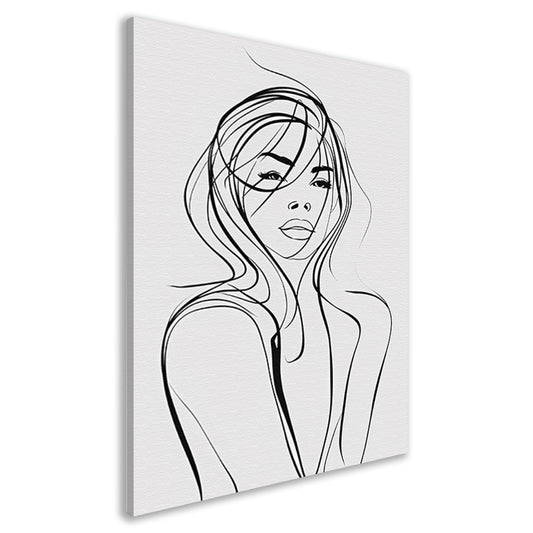 Modern portret in minimalistische lijn canvas