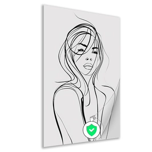 Modern portret in minimalistische lijn poster