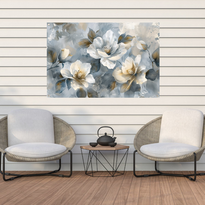 Abstracte Monochrome Bloemen met Gouden Accenten tuinposter