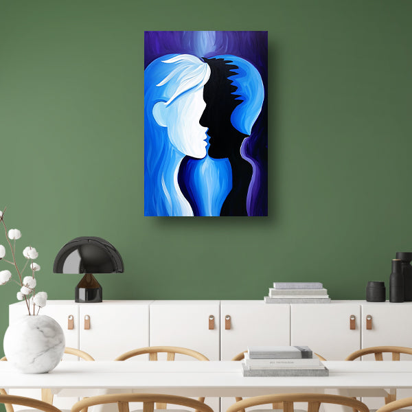 Abstracte kunst met silhouet gezichten poster