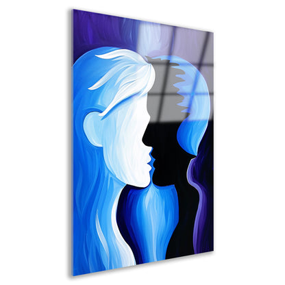 Abstracte kunst met silhouet gezichten acrylglas