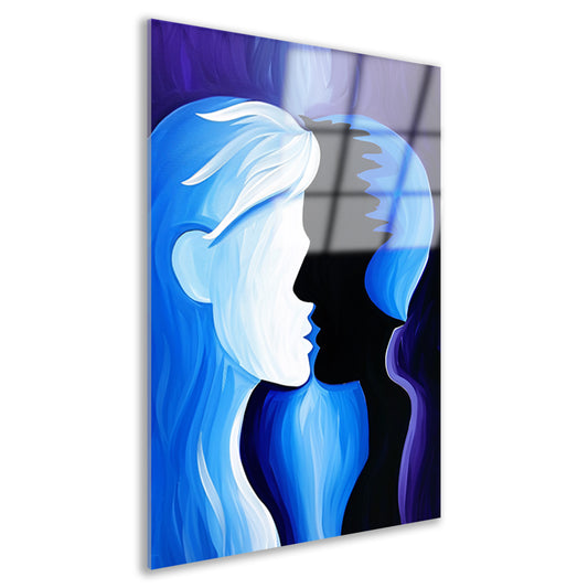 Abstracte kunst met silhouet gezichten acrylglas