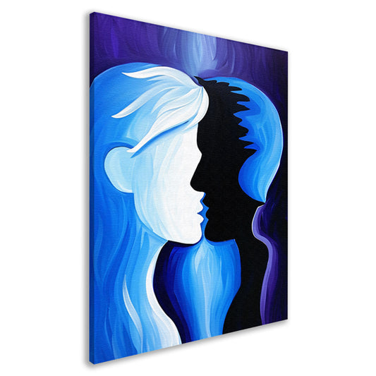 Abstracte kunst met silhouet gezichten canvas