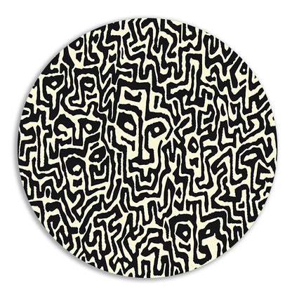 Abstract zwart-wit kunstwerk met gezichten forex muurcirkel