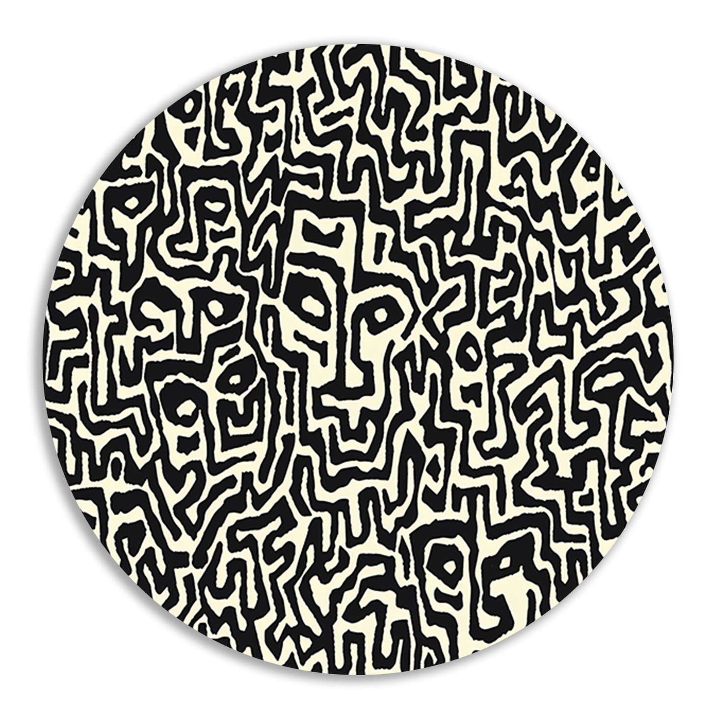 Abstract zwart-wit kunstwerk met gezichten aluminium muurcirkel