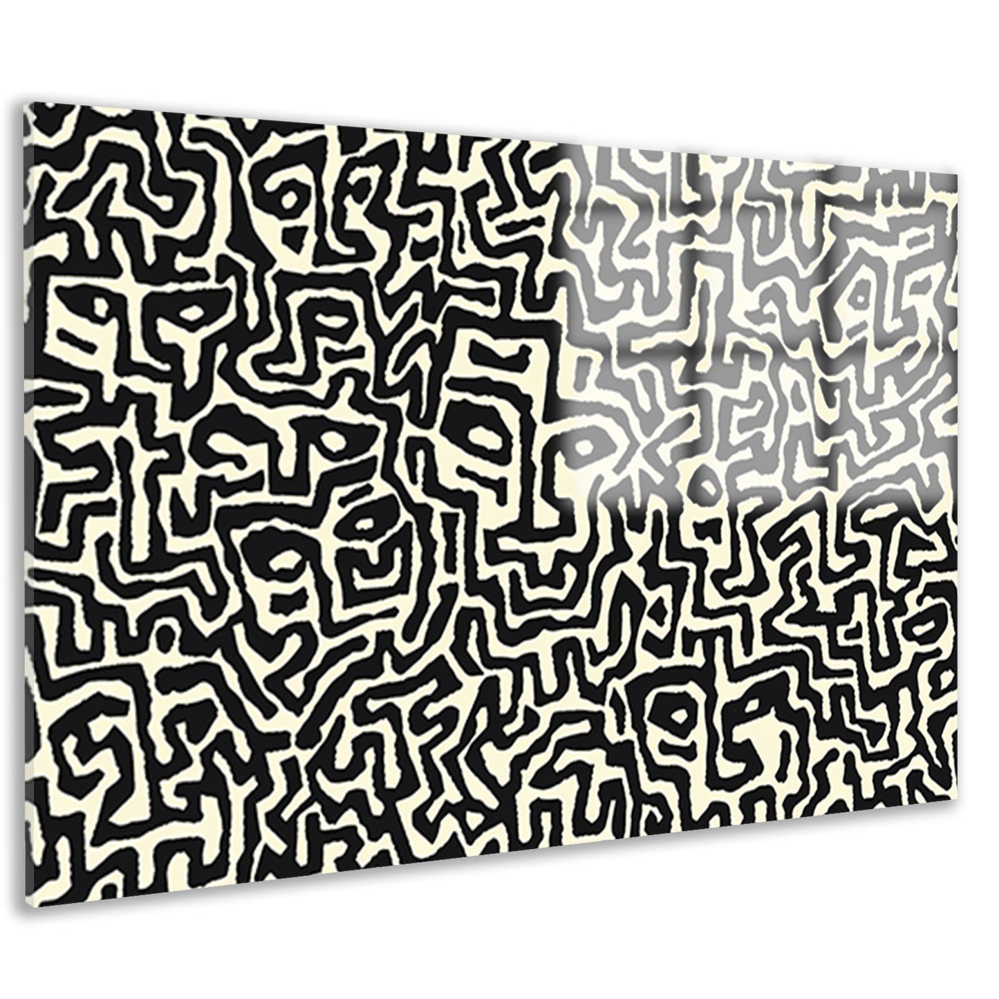 Abstract zwart-wit kunstwerk met gezichten acrylglas