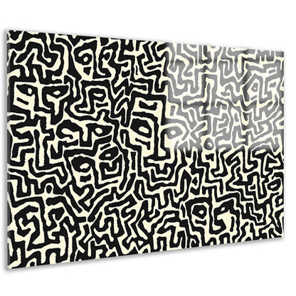 Abstract zwart-wit kunstwerk met gezichten acrylglas