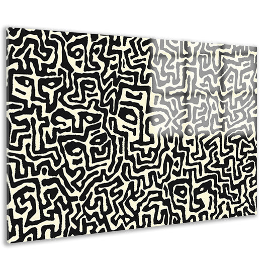 Abstract zwart-wit kunstwerk met gezichten acrylglas