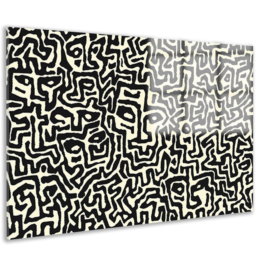 Abstract zwart-wit kunstwerk met gezichten acrylglas