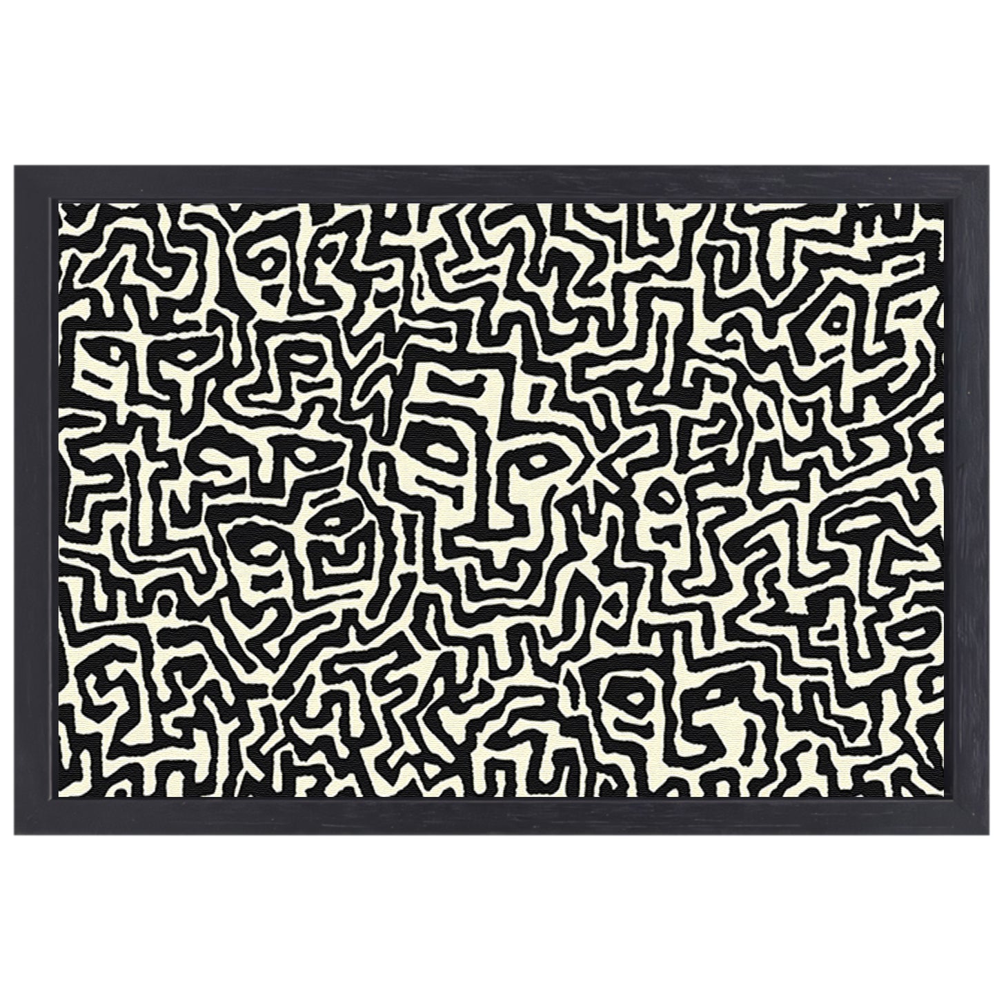 Abstract zwart-wit kunstwerk met gezichten canvas met baklijst