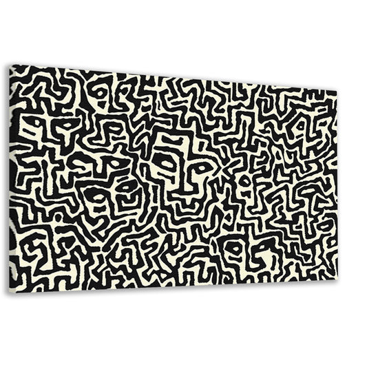 Abstract zwart-wit kunstwerk met gezichten canvas