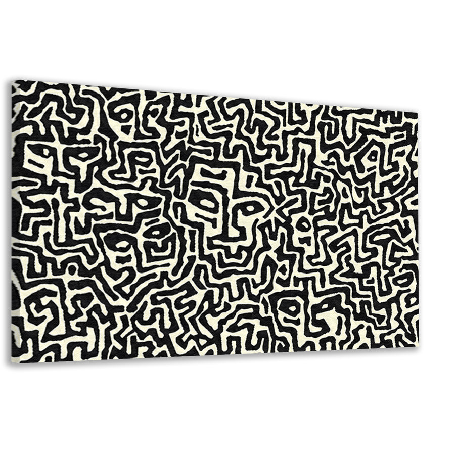 Abstract zwart-wit kunstwerk met gezichten canvas
