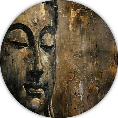 Boeddha portret met gouden en zwarte abstracte achtergrond forex muurcirkel