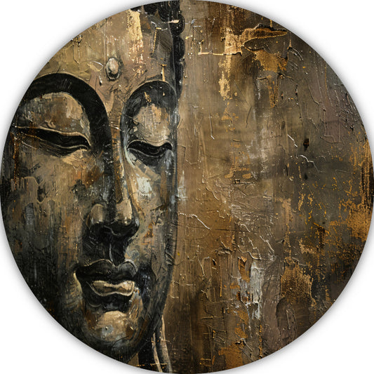 Boeddha portret met gouden en zwarte abstracte achtergrond forex muurcirkel
