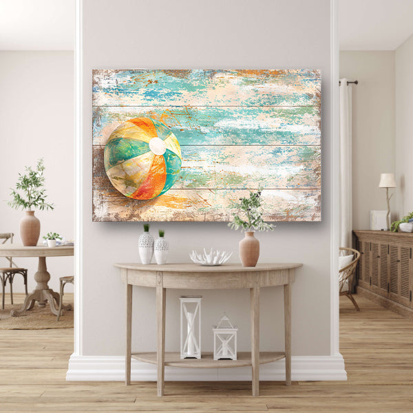 Minimalistische Strandbal Compositie poster
