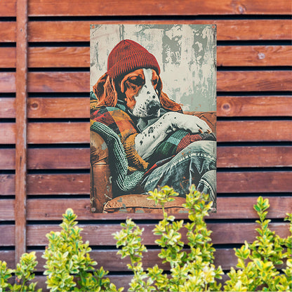 Beagle in Deken op Fauteuil tuinposter