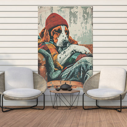 Beagle in Deken op Fauteuil tuinposter