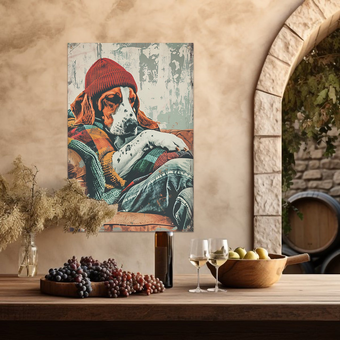 Beagle in Deken op Fauteuil tuinposter