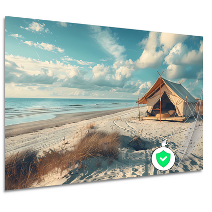 Minimalistische tent op het strand poster