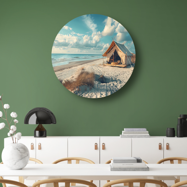 Minimalistische tent op het strand forex muurcirkel