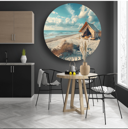 Minimalistische tent op het strand forex muurcirkel