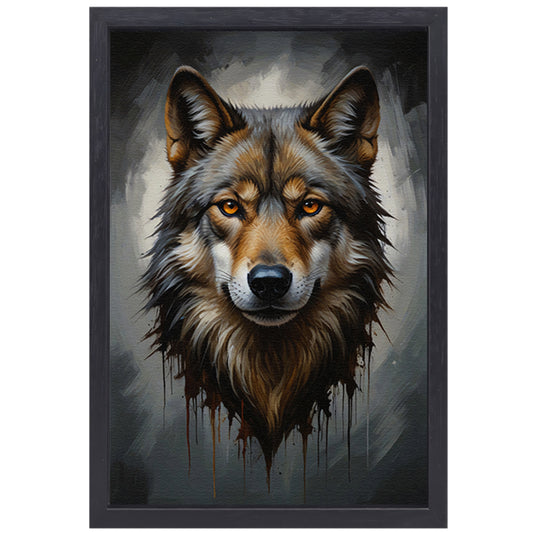 De Majestueuze Blik van een Wolf canvas met baklijst
