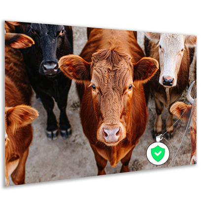 Koeien met intense blik op het plattelandposter